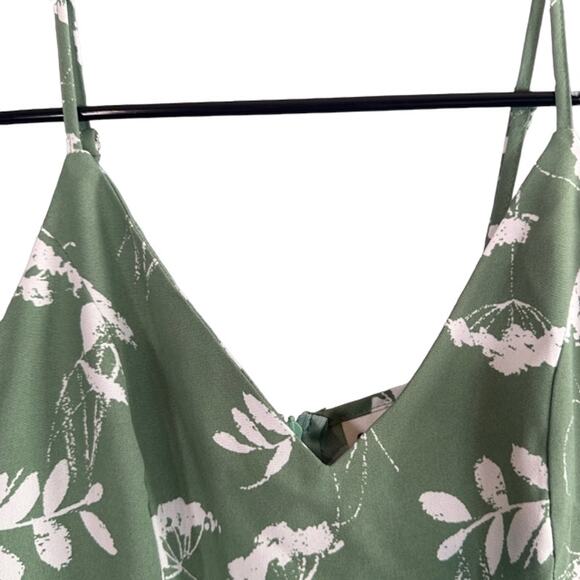 CMZ2005 Green Floral Sleeveless V-Neck Stretch Long Maxi Dress Women Sz XS - Picture 6 of 10